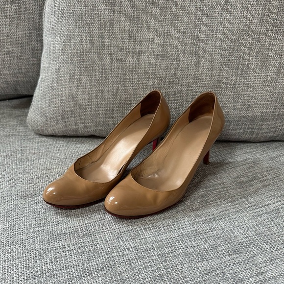 Louboutin Simple Pump 85 Nude Patent Calf Almond Toe - Picture 7 of 9